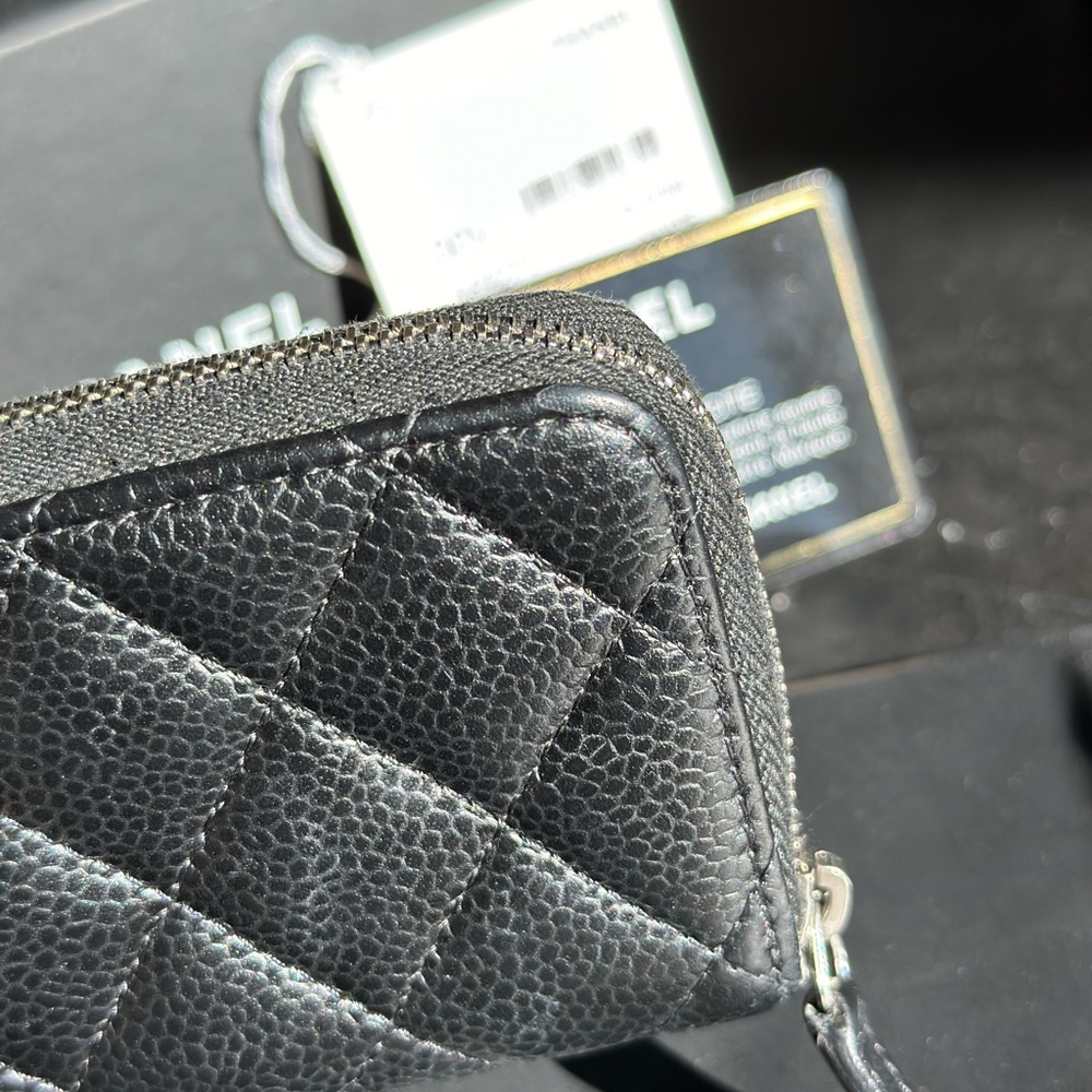 Authentic Chanel Zippy Coin Purse Wallet Caviar SHW Zipped Card Holder Wallet CC - Picture 3 of 11